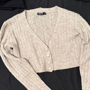 Nasty Gal Beige Cable Knit Cardigan
